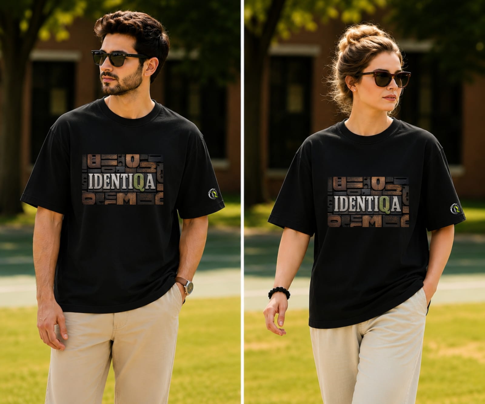 IDENTIQA Premium Black Oversized T-Shirt | Unisex Solid | 100% Bio-Wash Cotton