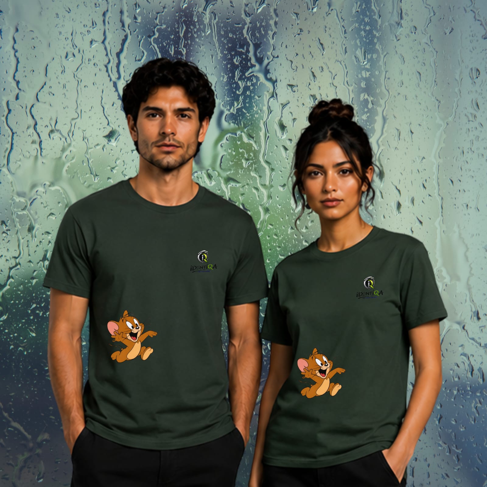 IDENTIQA Premium Green Crew Neck Tee | Unisex Solid | 100% Bio-Wash Cotton